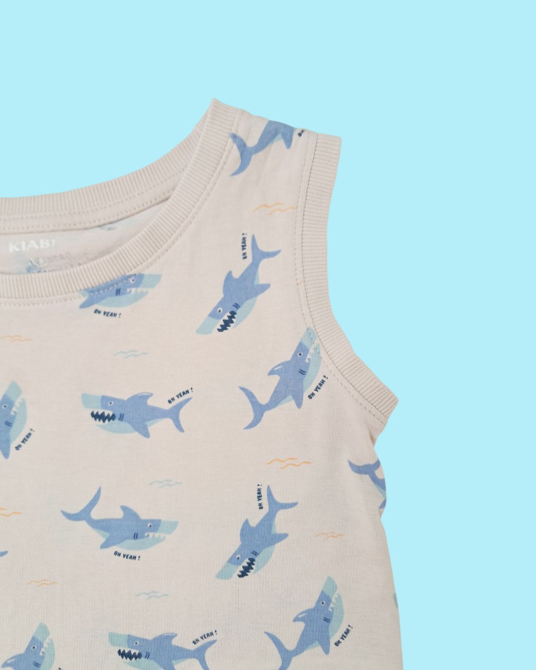 Débardeur garçon bleu – 4 ans – été imprimé requin