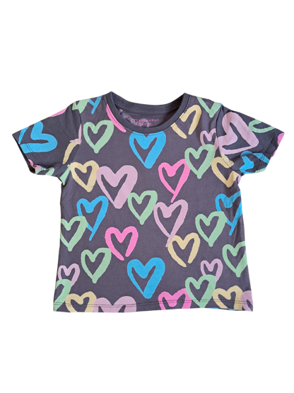 T-shirt fille PRIMARK - 4/5 ans – cœurs colorés