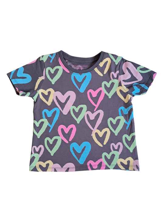 T-shirt fille PRIMARK - 4/5 ans – cœurs colorés