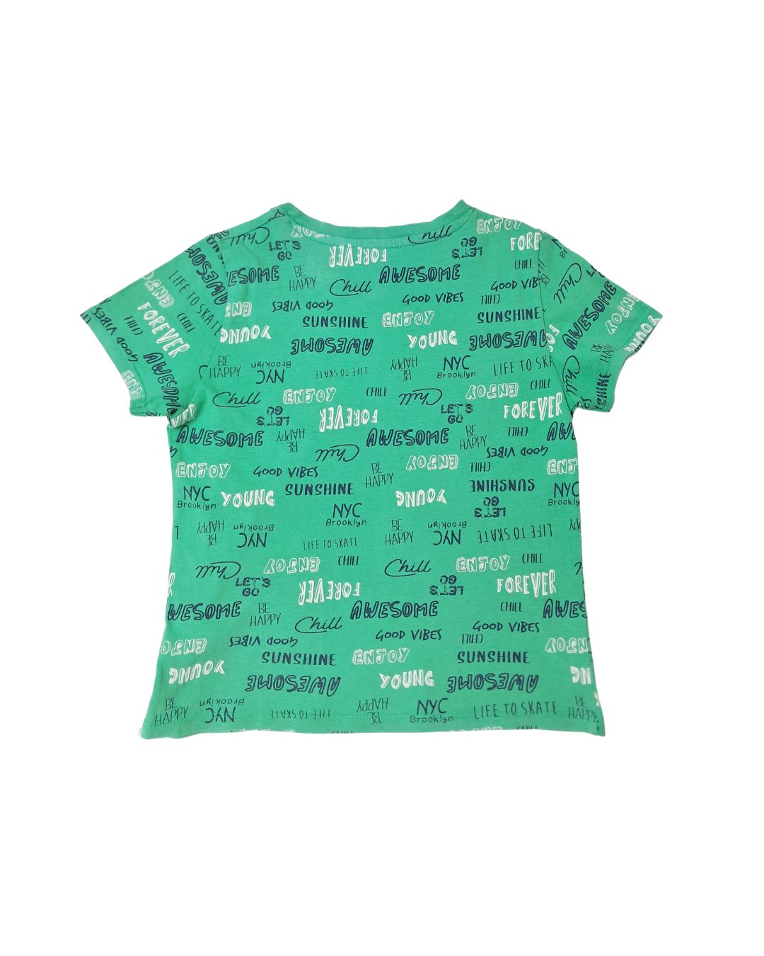 T-shirt garçon LA HALLE – 8 ans – vert imprimé