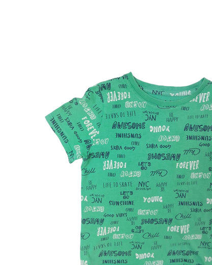T-shirt garçon LA HALLE – 8 ans – vert imprimé