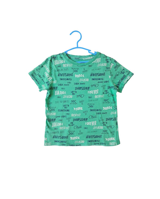 T-shirt garçon LA HALLE – 8 ans – vert imprimé