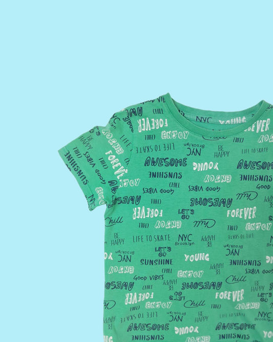 T-shirt garçon LA HALLE – 8 ans – vert imprimé