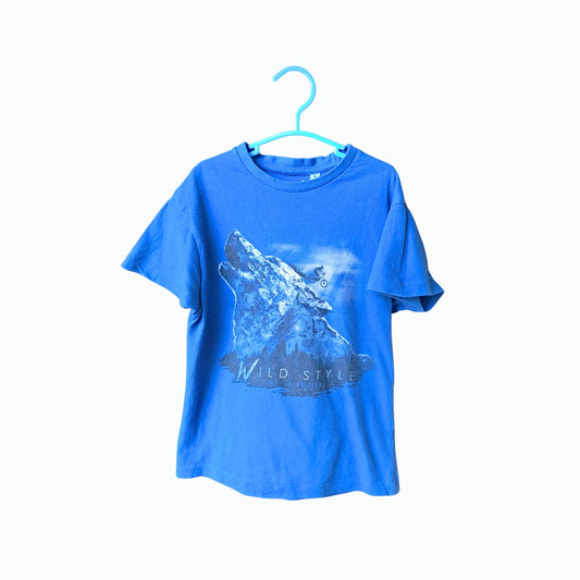 T-shirt bleu– 8 ans – imprimé loup