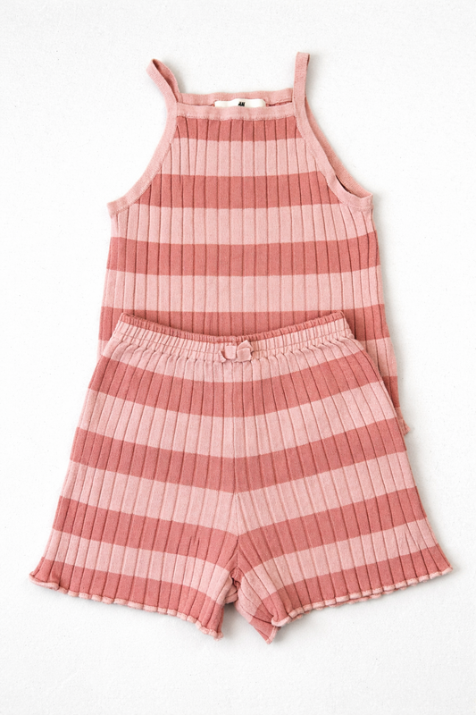 Ensemble fille débardeur + short H&M rose – 7/8 ans