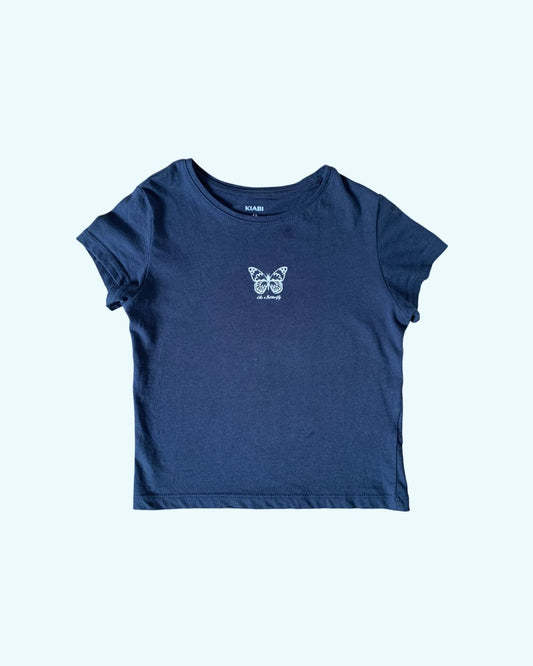 Tee-shirt fille KIABI bleu marine - 4 ans - “Like a Butterfly”