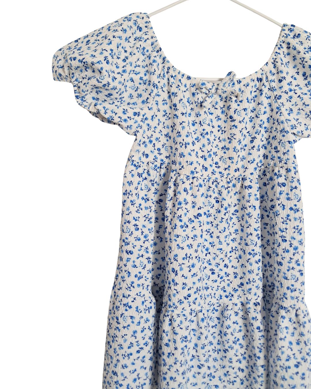 Robe fille PRIMARK blanc – 4-5 ans – imprimé fleuri bleu