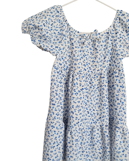 Robe fille PRIMARK blanc – 4-5 ans – imprimé fleuri bleu