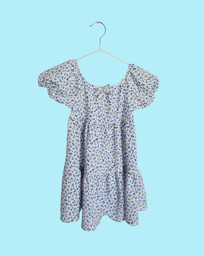 Robe fille PRIMARK blanc – 4-5 ans – imprimé fleuri bleu