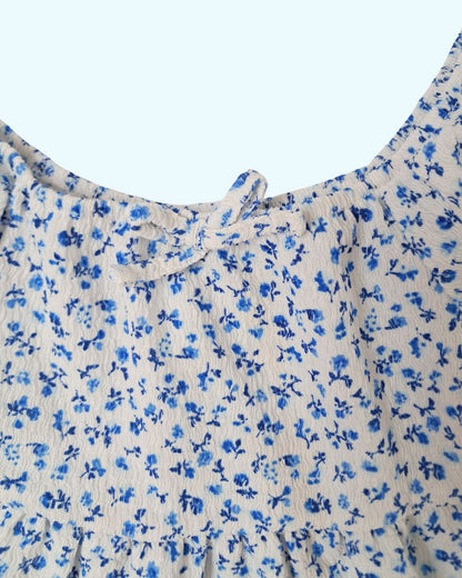 Robe fille PRIMARK blanc – 4-5 ans – imprimé fleuri bleu