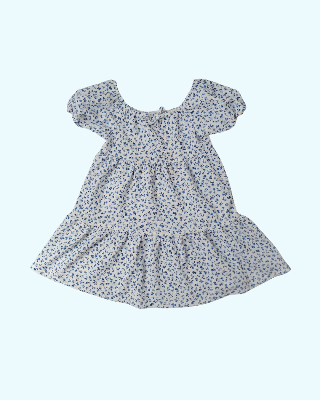 Robe fille PRIMARK blanc – 4-5 ans – imprimé fleuri bleu