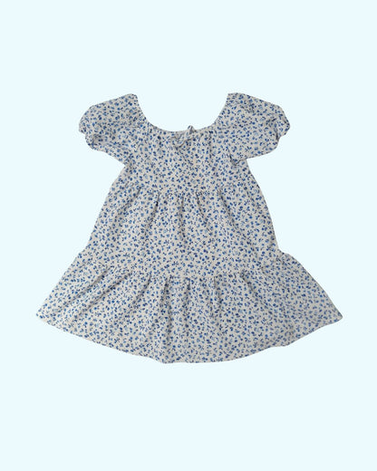 Robe fille PRIMARK blanc – 4-5 ans – imprimé fleuri bleu