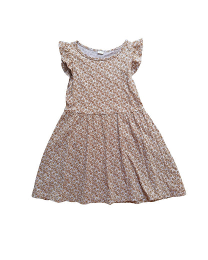 Robe fille beige – 5/6 ans – imprimé fleuri