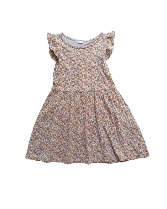 Robe fille beige – 5/6 ans – imprimé fleuri