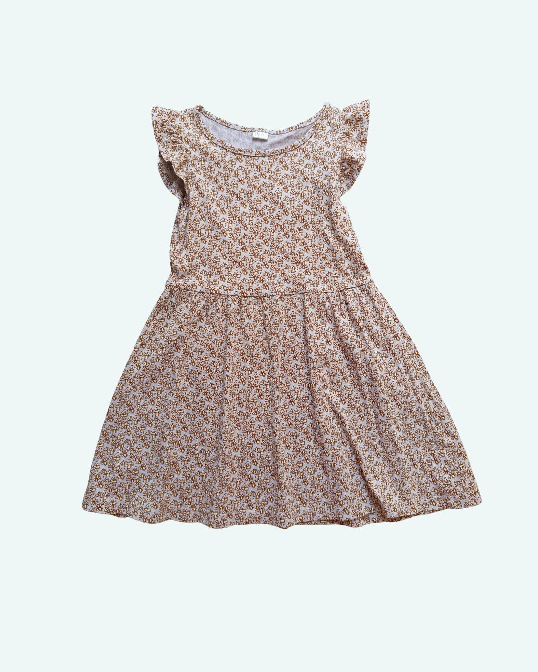 Robe fille beige – 5/6 ans – imprimé fleuri