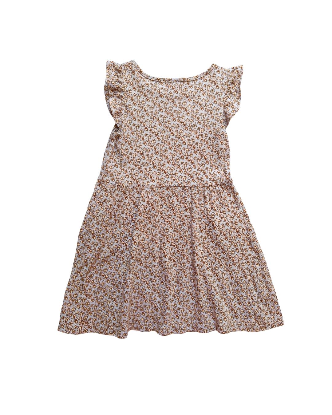 Robe fille beige – 5/6 ans – imprimé fleuri
