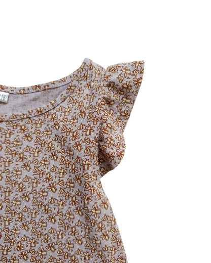 Robe fille beige – 5/6 ans – imprimé fleuri