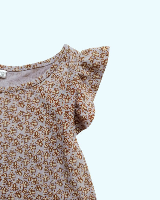 Robe fille beige – 5/6 ans – imprimé fleuri