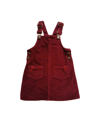 Robe salopette Lili Marelle bordeaux – 3 ans – bretelles réglables