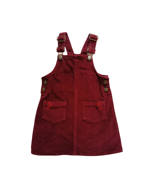 Robe salopette Lili Marelle bordeaux – 3 ans – bretelles réglables