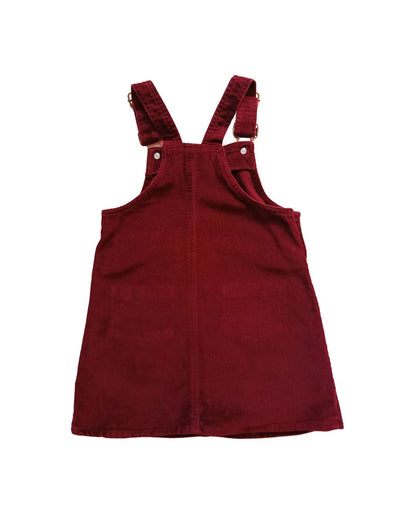 Robe salopette Lili Marelle bordeaux – 3 ans – bretelles réglables