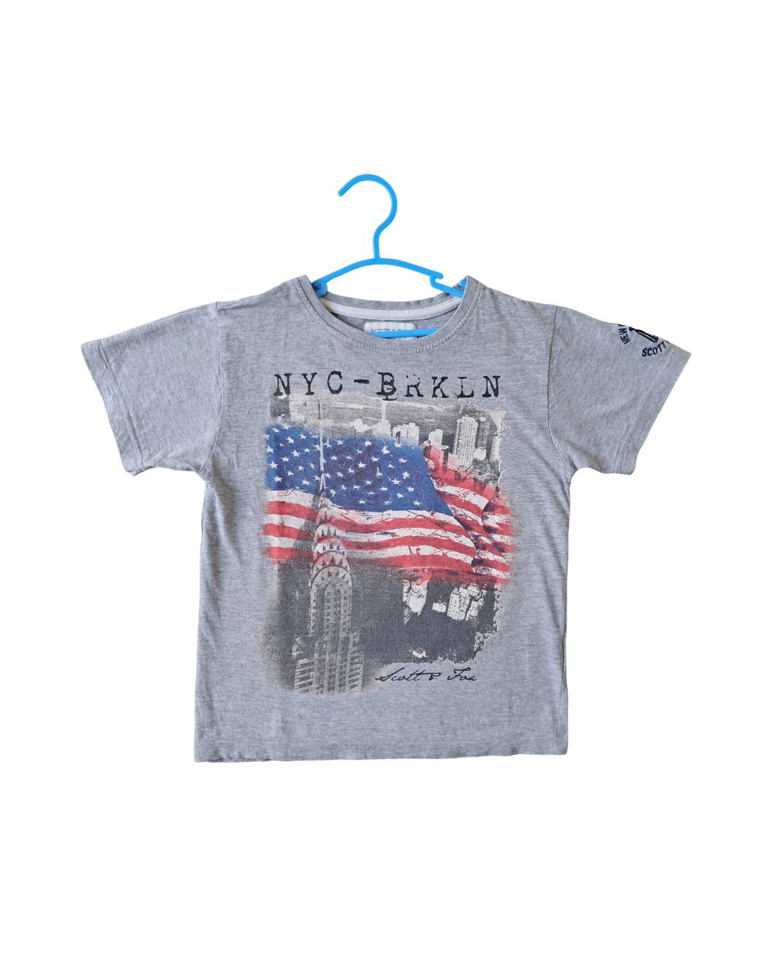 Tee-shirt garçon  gris– 8 ans – imprimé drapeau