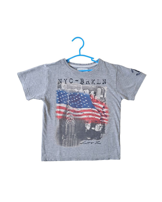 Tee-shirt garçon  gris– 8 ans – imprimé drapeau