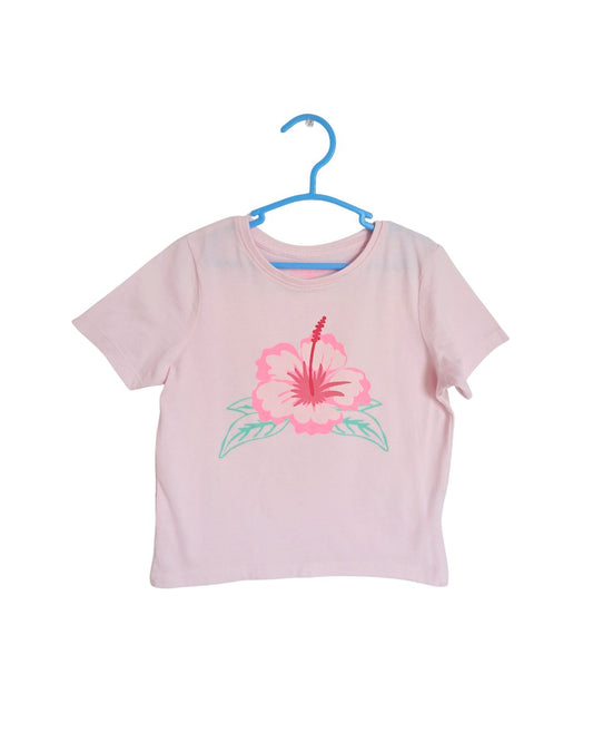 T-shirt fille rose – 4/5 ans – imprimé fleur