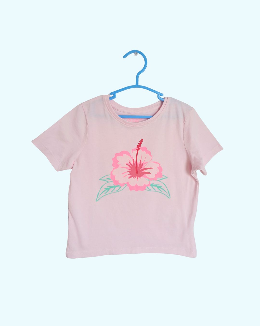 T-shirt fille rose – 4/5 ans – imprimé fleur