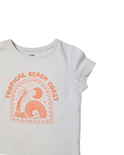 T-shirt fille blanc – 6 ans – imprimé plage