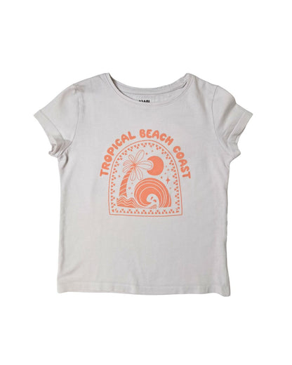 T-shirt fille blanc – 6 ans – imprimé plage
