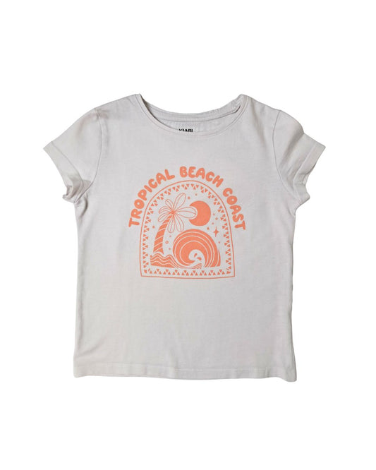 T-shirt fille blanc – 6 ans – imprimé plage
