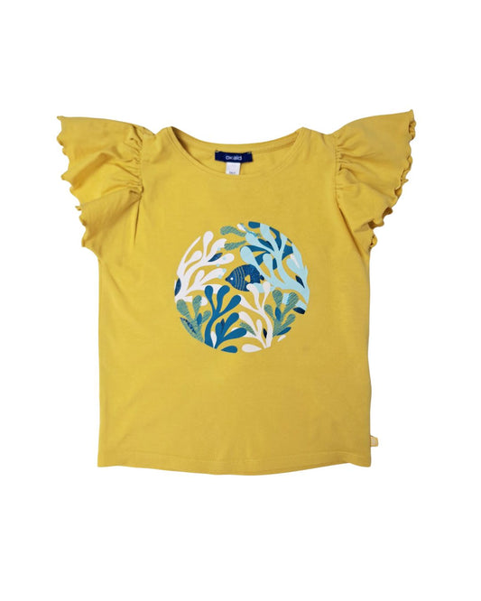 Tee-shirt fille OKAIDI jaune – 5 ans – imprimé fond marin