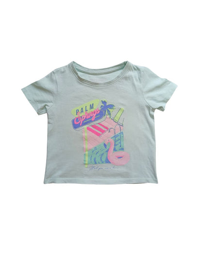 T-shirt fille PRIMARK vert eau – 4-5 ans – Palm Springs