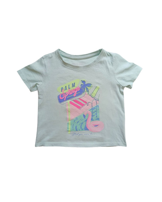 T-shirt fille PRIMARK vert eau – 4-5 ans – Palm Springs