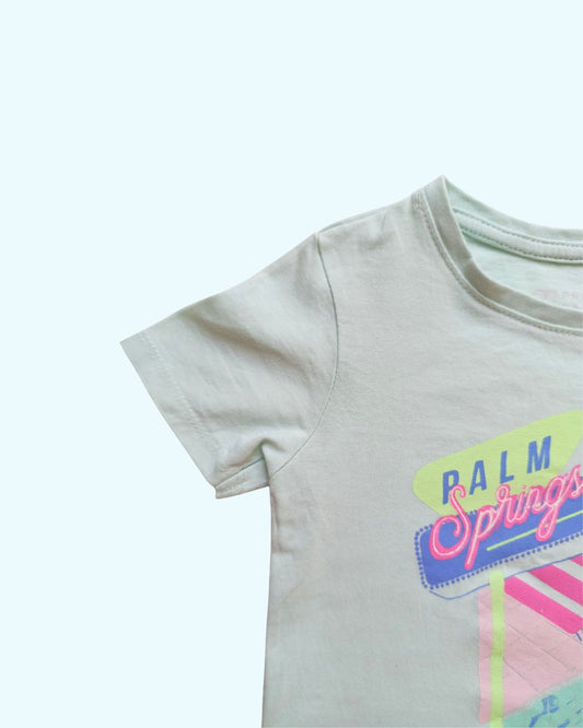T-shirt fille PRIMARK vert eau – 4-5 ans – Palm Springs